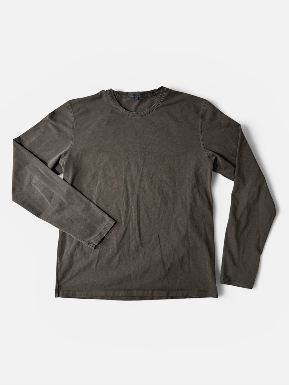 Patrick Assaraf mens XL gray solid Pima cotton long sleeve crewneck t-shirt EUC